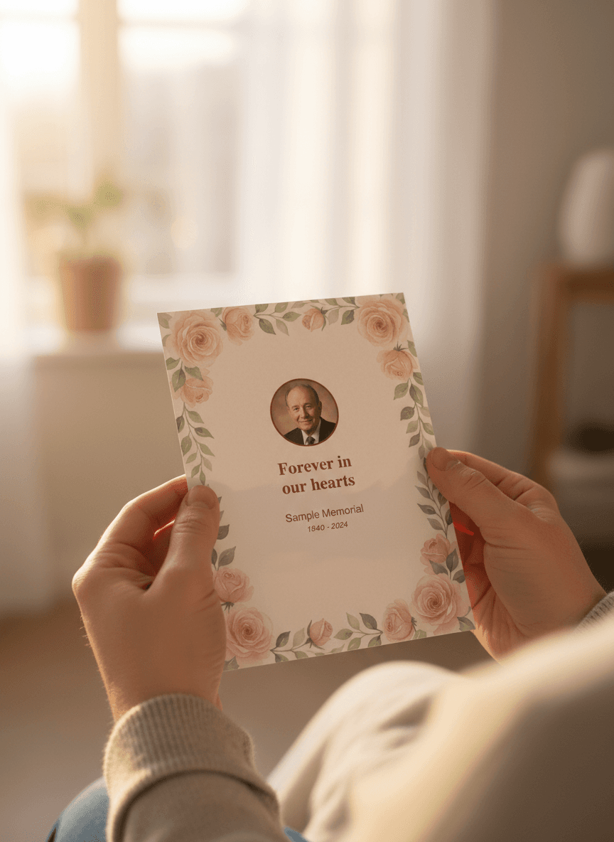 Memorial prayer card preview