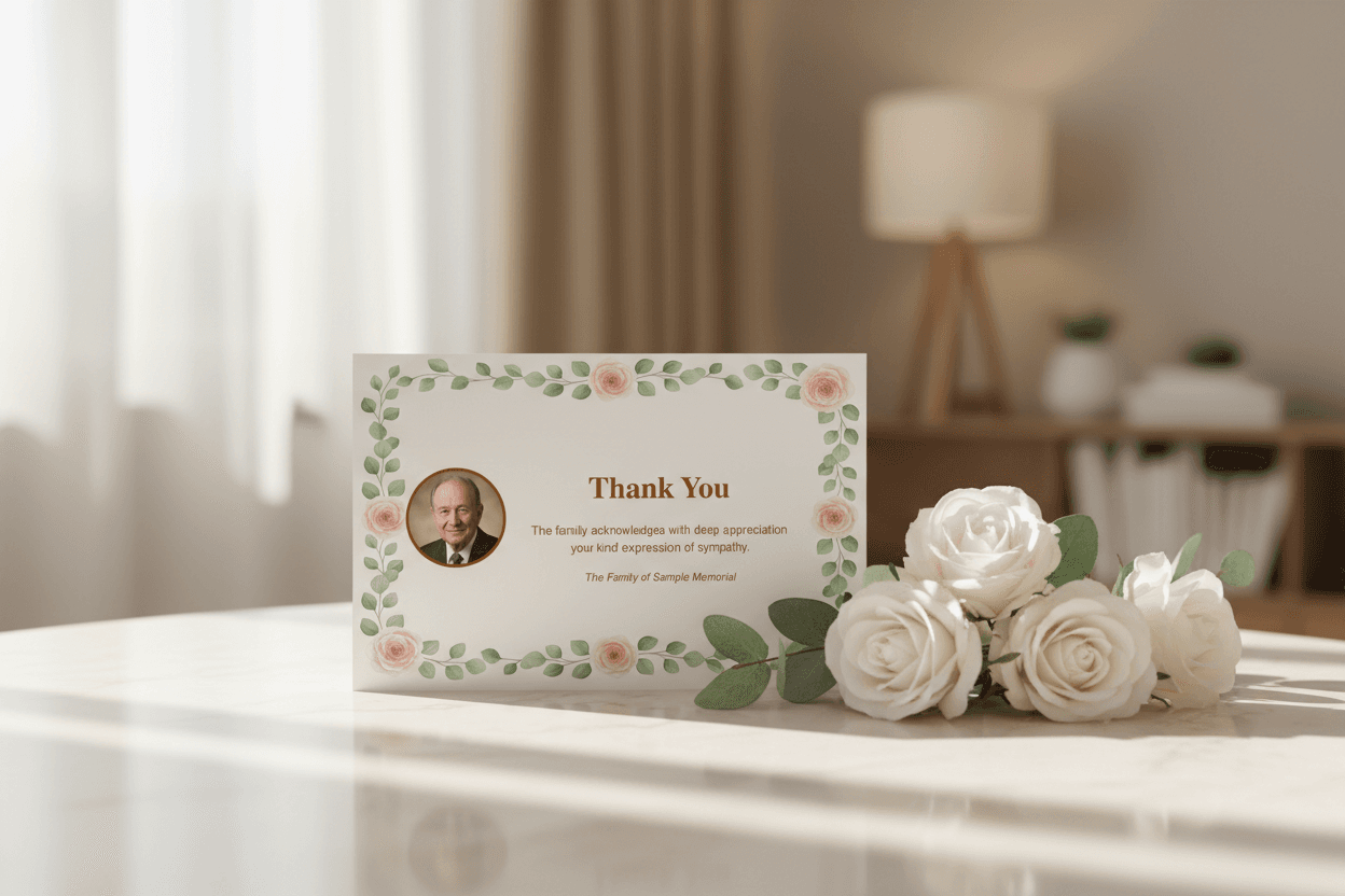 Funeral thank you card design