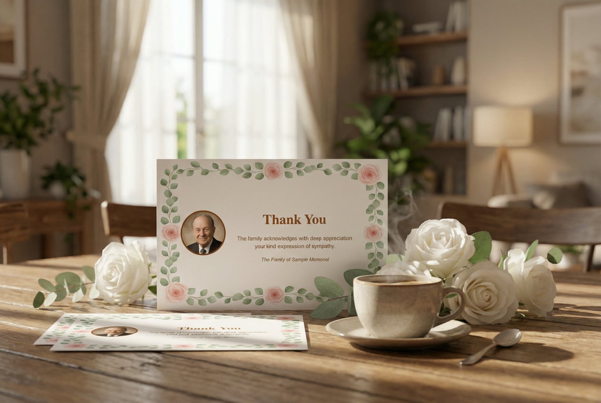 Thank you cards on a warm home table