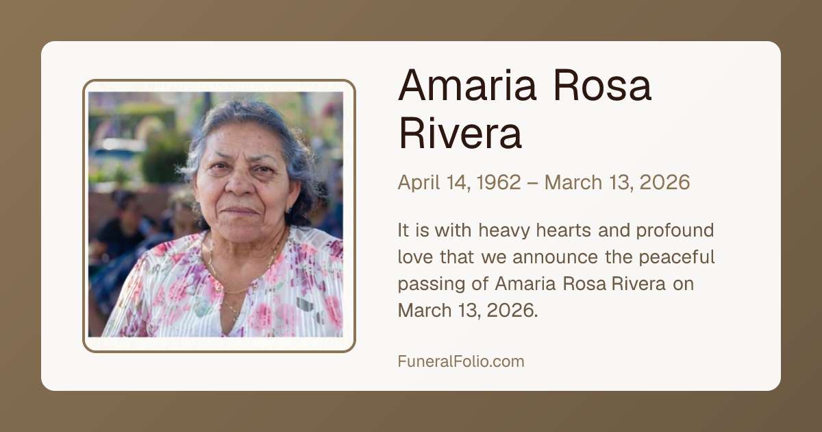 Amaria Rosa Rivera - Obituary | FuneralFolio