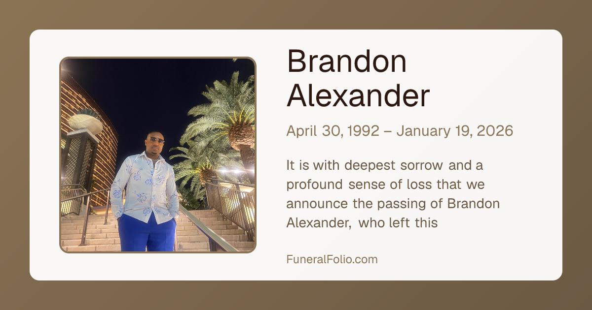Brandon Alexander - Obituary | FuneralFolio