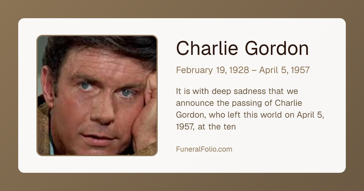Charlie Gordon - Obituary | FuneralFolio