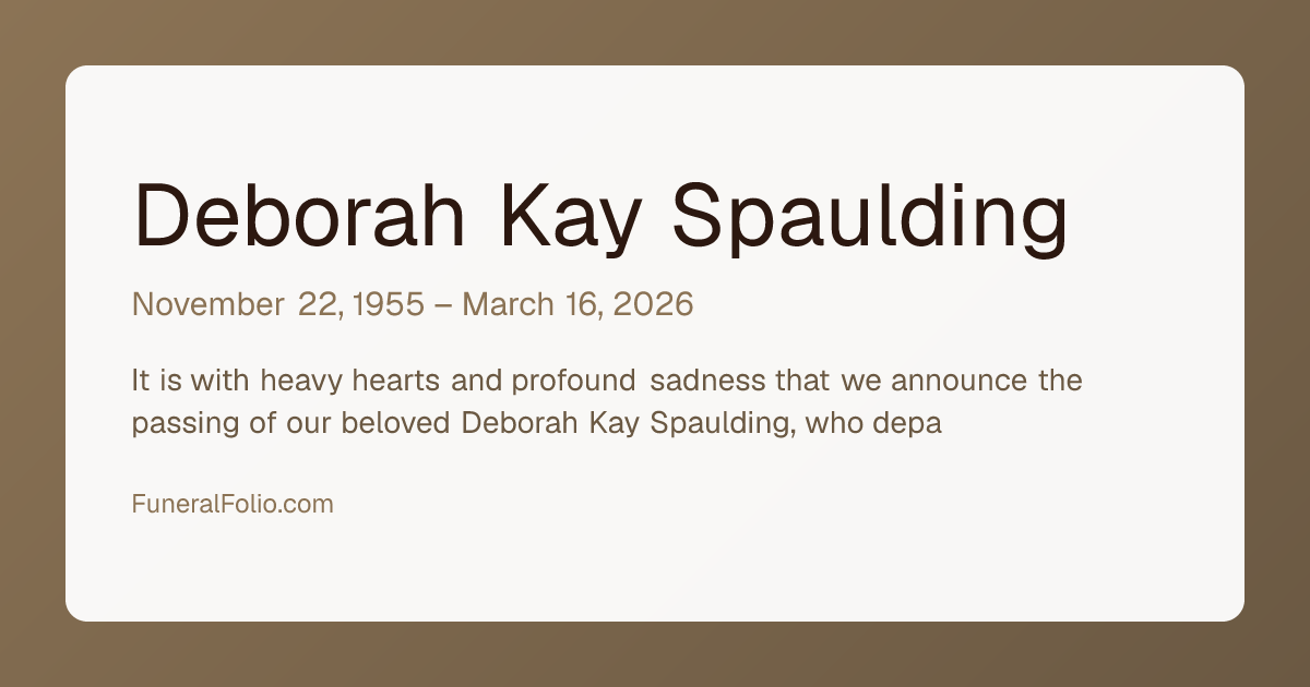 Deborah Kay Spaulding - Obituary | FuneralFolio