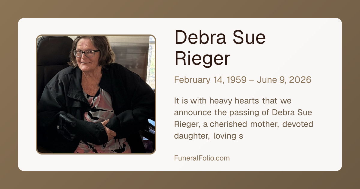 Debra Sue Rieger - Obituary | FuneralFolio