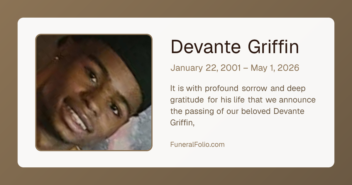Devante Griffin - Obituary | FuneralFolio