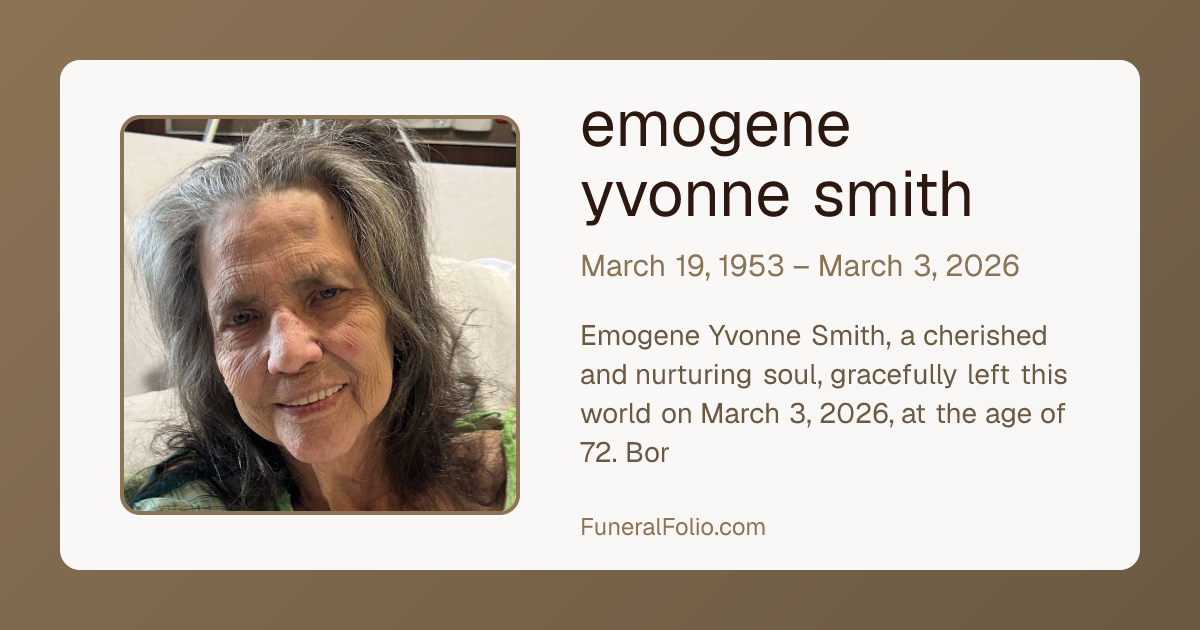 emogene yvonne smith - Obituary | FuneralFolio