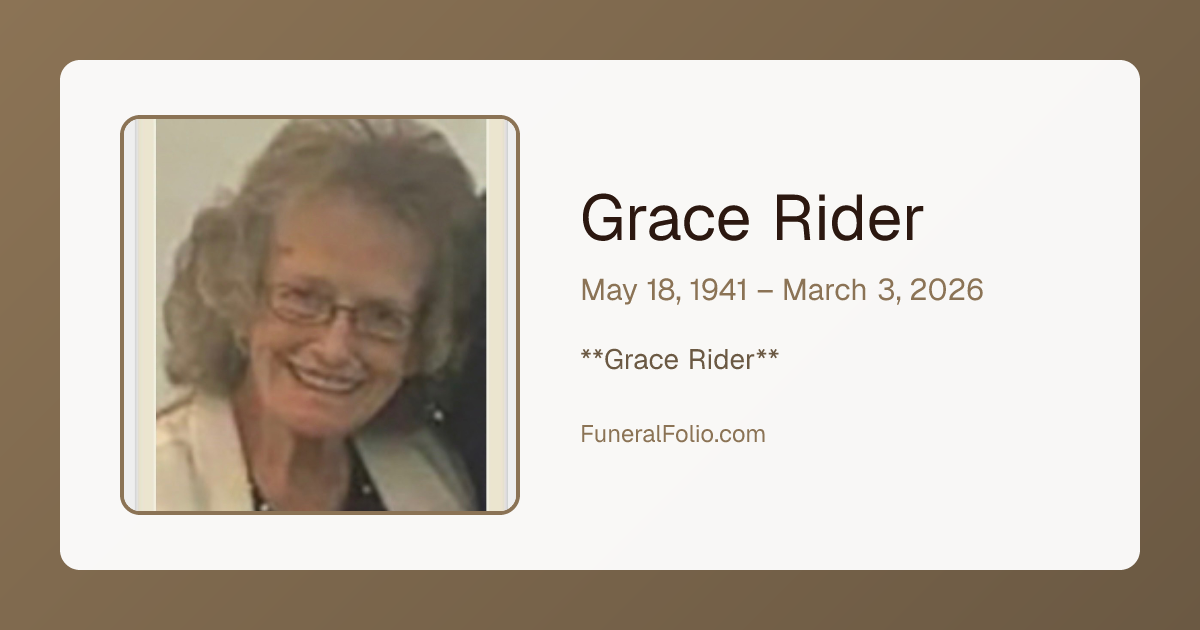 Grace Rider - Obituary | FuneralFolio