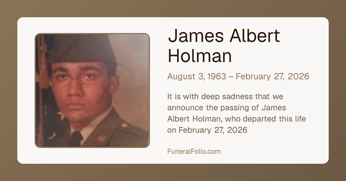 James Albert Holman - Obituary | FuneralFolio