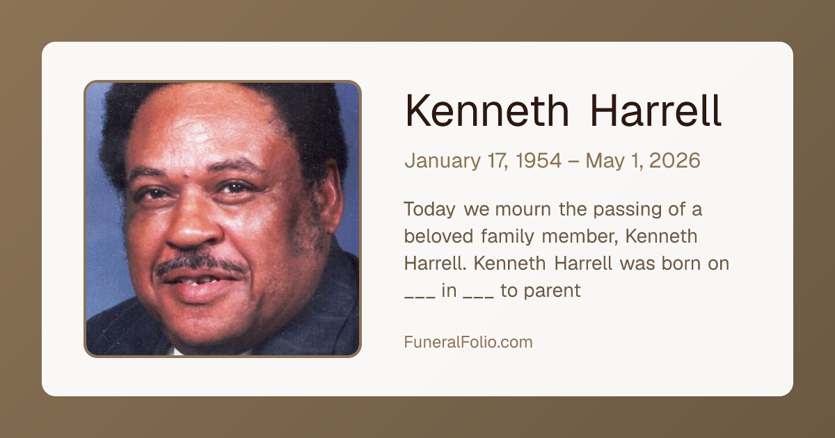 Kenneth Harrell - Obituary | FuneralFolio