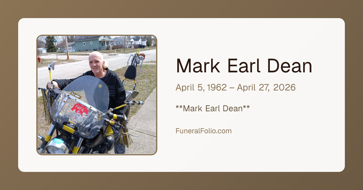 Mark Earl Dean - Obituary | FuneralFolio