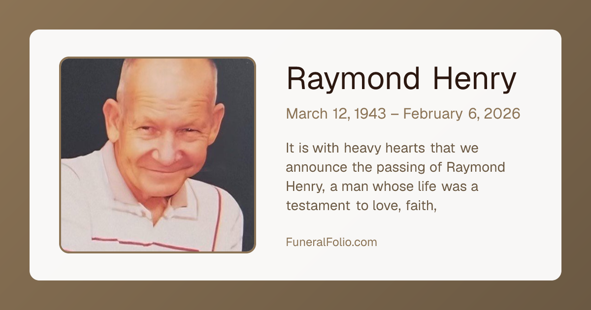 Raymond Henry - Obituary | FuneralFolio