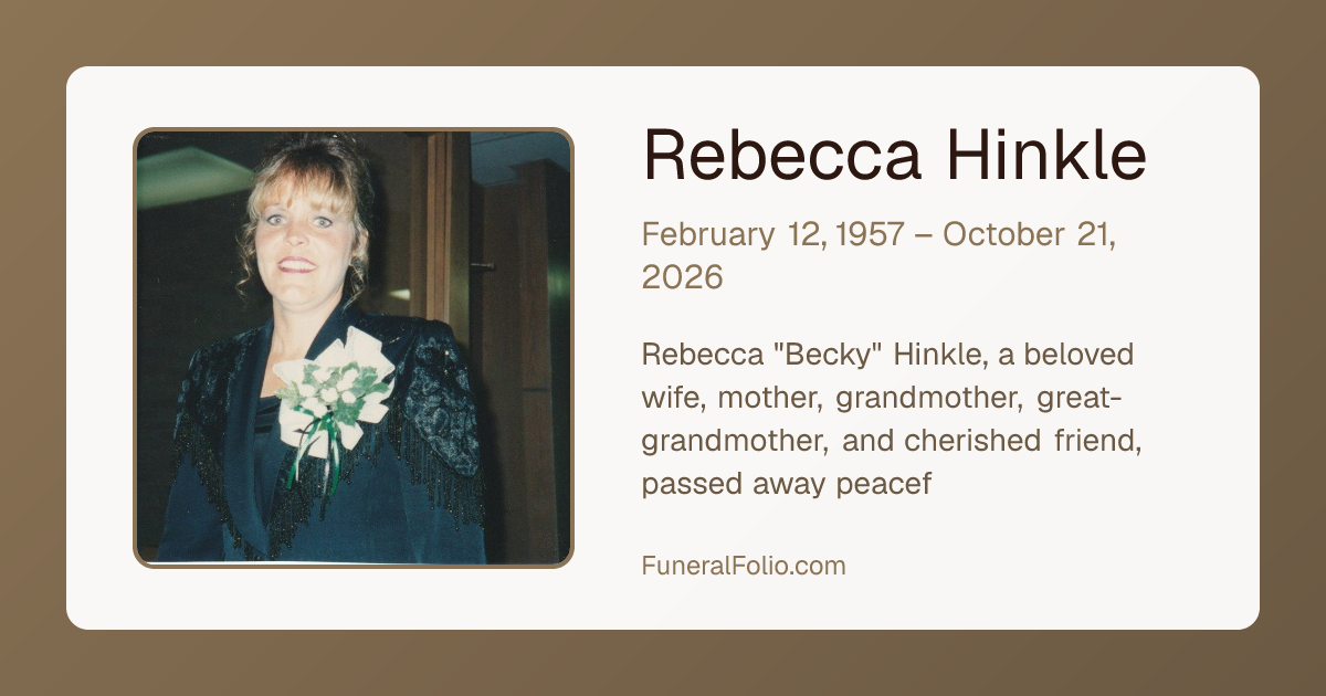 Rebecca Hinkle - Obituary | FuneralFolio