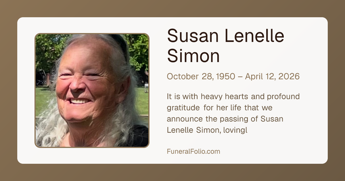 Susan Lenelle Simon - Obituary | FuneralFolio