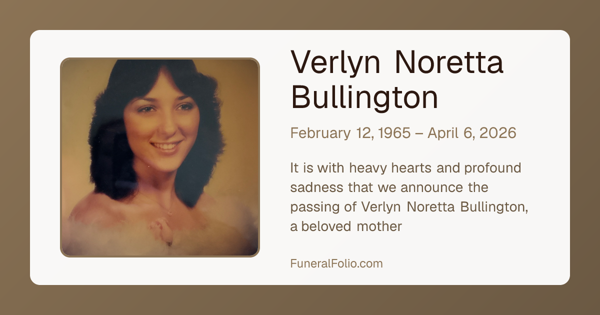 Verlyn Noretta Bullington - Obituary | FuneralFolio