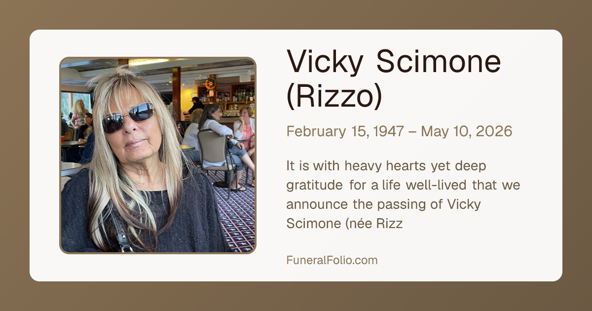 Vicky Scimone (Rizzo) - Obituary | FuneralFolio